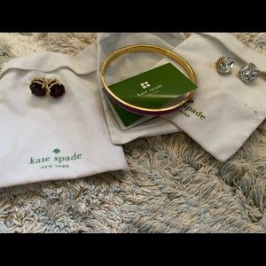 Kate Spade earrings and bangle bracelet